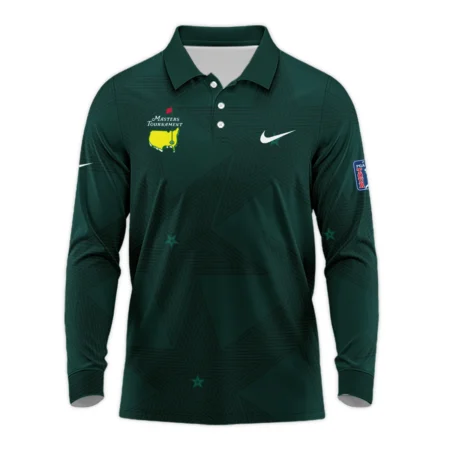 Golf Pattern Stars Dark Green Masters Tournament Nike Style Classic, Short Sleeve Polo Shirts Quarter-Zip Casual Slim Fit Mock Neck Basic