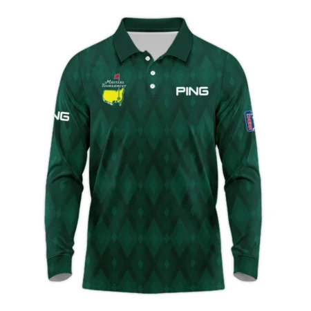 Green Fabric Ikat Diamond pattern Masters Tournament Ping Long Polo Shirt Style Classic Long Polo Shirt For Men