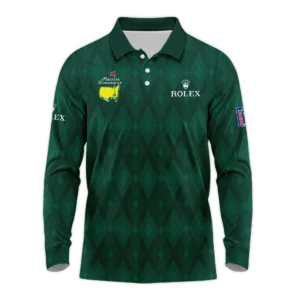 Green Fabric Ikat Diamond pattern Masters Tournament Rolex Zipper Polo Shirt Style Classic Zipper Polo Shirt For Men