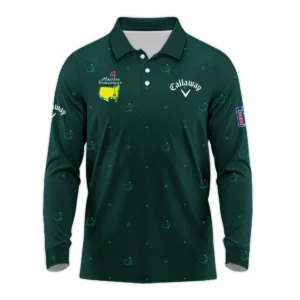 Dark Green Pattern In Retro Style With Logo Masters Tournament Callaway Zipper Polo Shirt Style Classic Zipper Polo Shirt For Men