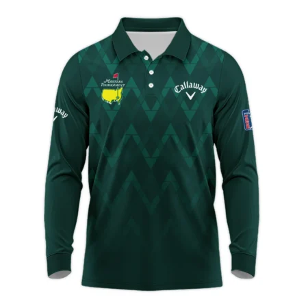 Abstract Dark Green Zigzag Background Masters Tournament Callaway Vneck Long Polo Shirt Style Classic Long Polo Shirt For Men