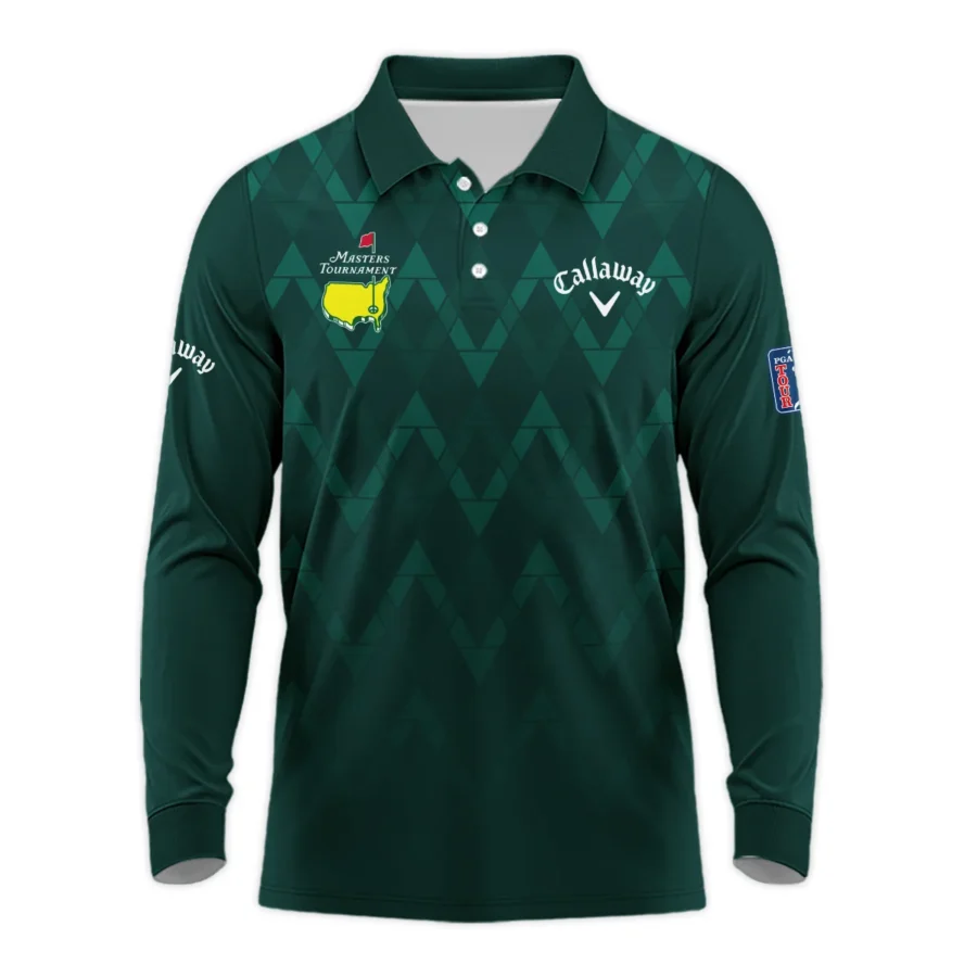 Abstract Dark Green Zigzag Background Masters Tournament Callaway Long Polo Shirt Style Classic Long Polo Shirt For Men
