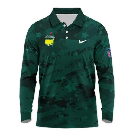 Dark Green Stars Pattern Grunge Background Masters Tournament Nike Long Polo Shirt Style Classic Long Polo Shirt For Men