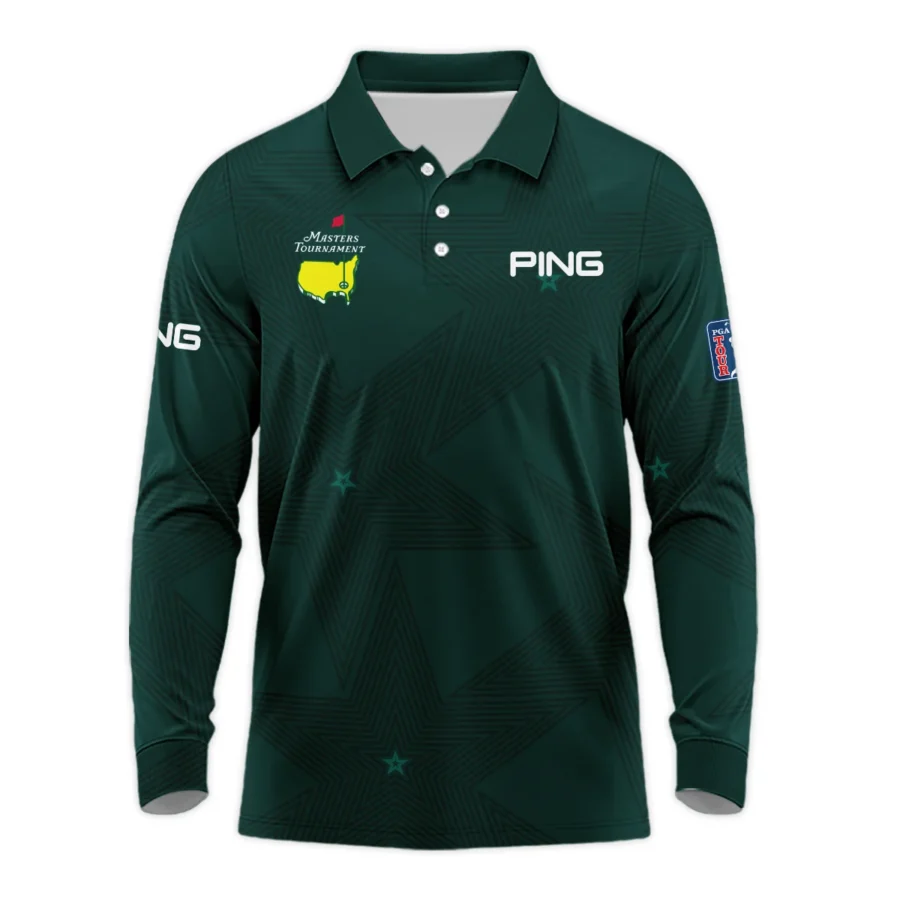 Dark Green Background Masters Tournament Ping Long Polo Shirt Style Classic Long Polo Shirt For Men