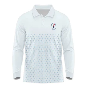 U.S Open Trophy Pattern Light Blue 124th U.S. Open Pinehurst Callaway Zipper Polo Shirt Style Classic Zipper Polo Shirt For Men