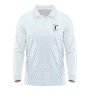 U.S Open Trophy Pattern Light Blue 124th U.S. Open Pinehurst Rolex Zipper Polo Shirt Style Classic Zipper Polo Shirt For Men