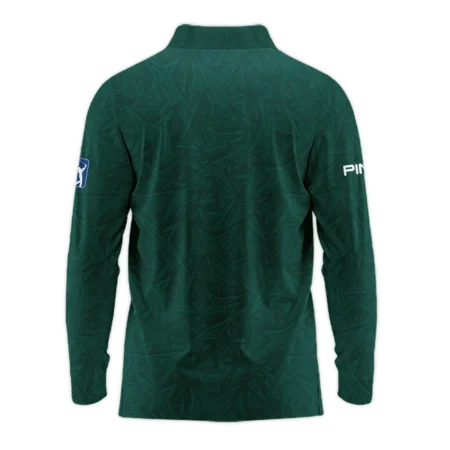 Stars Dark Green Abstract Sport Masters Tournament Ping Long Polo Shirt Style Classic Long Polo Shirt For Men