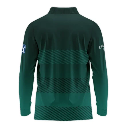 Callaway Masters Tournament Dark Green Gradient Stripes Pattern Golf Sport Long Polo Shirt Style Classic Long Polo Shirt For Men
