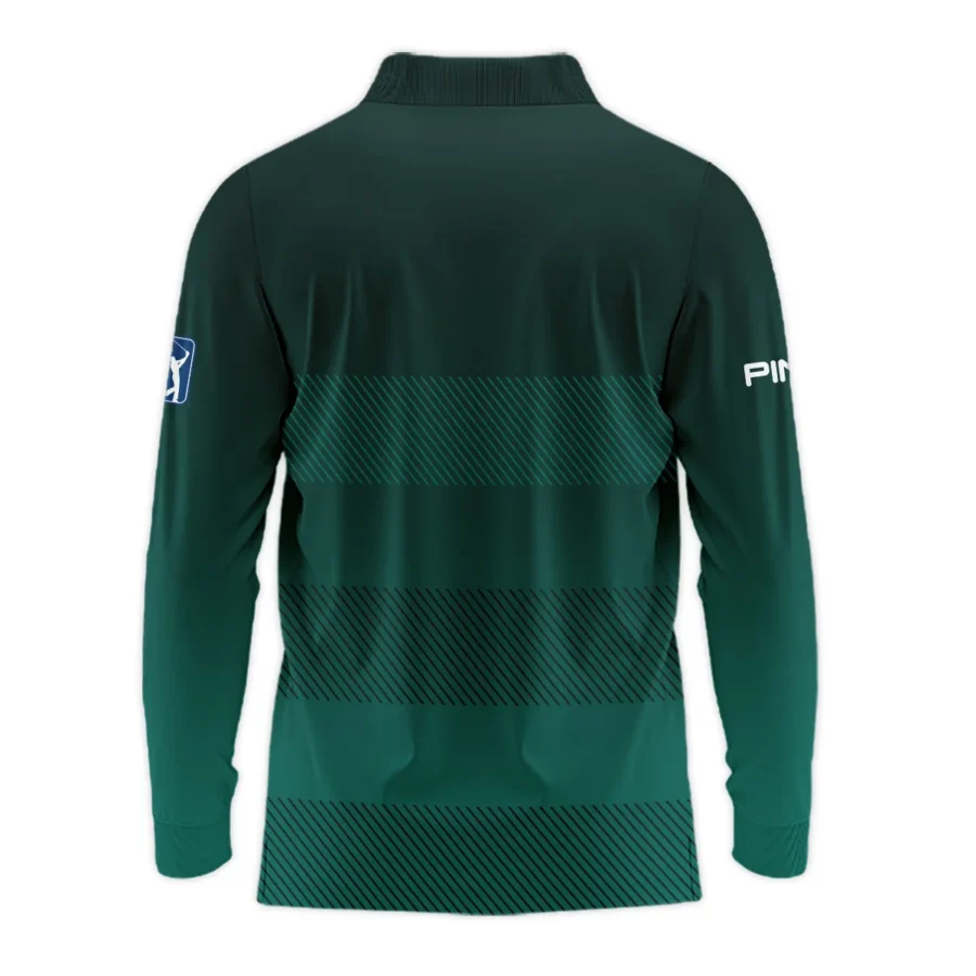 Ping Masters Tournament Dark Green Gradient Stripes Pattern Golf Sport Long Polo Shirt Style Classic Long Polo Shirt For Men