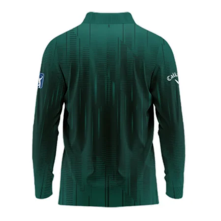 Masters Tournament Callaway Dark Green Gradient Stripes Pattern Long Polo Shirt Style Classic Long Polo Shirt For Men