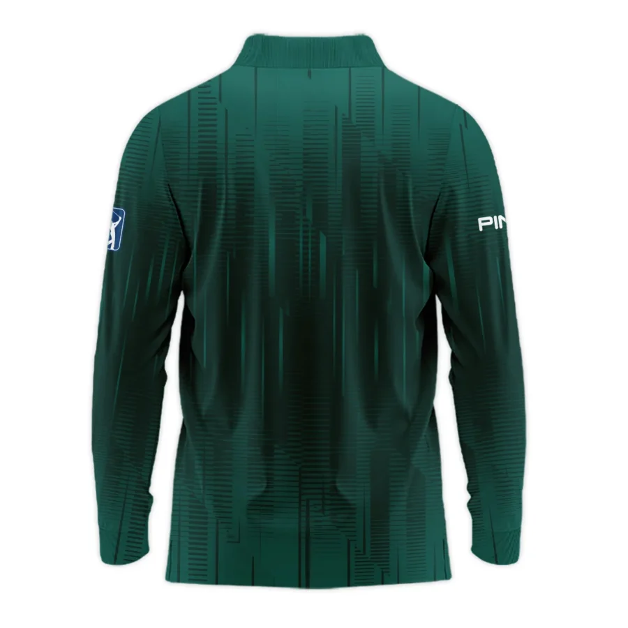 Masters Tournament Ping Dark Green Gradient Stripes Pattern Long Polo Shirt Style Classic Long Polo Shirt For Men