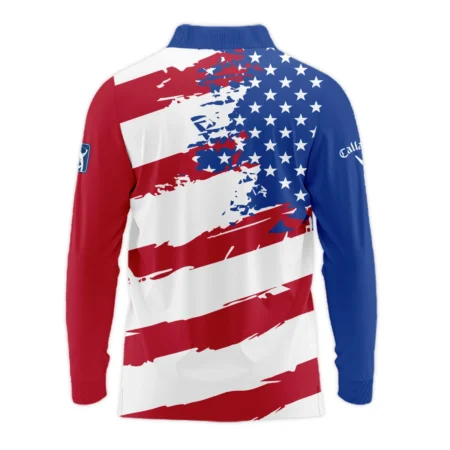 Callaway US Flag Blue Red Stars 124th U.S. Open Pinehurst Long Polo Shirt Style Classic Long Polo Shirt For Men