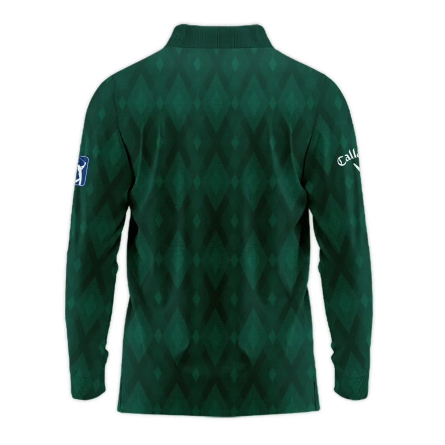 Green Fabric Ikat Diamond pattern Masters Tournament Callaway Long Polo Shirt Style Classic Long Polo Shirt For Men