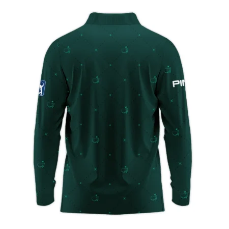 Dark Green Pattern In Retro Style With Logo Masters Tournament Ping Long Polo Shirt Style Classic Long Polo Shirt For Men