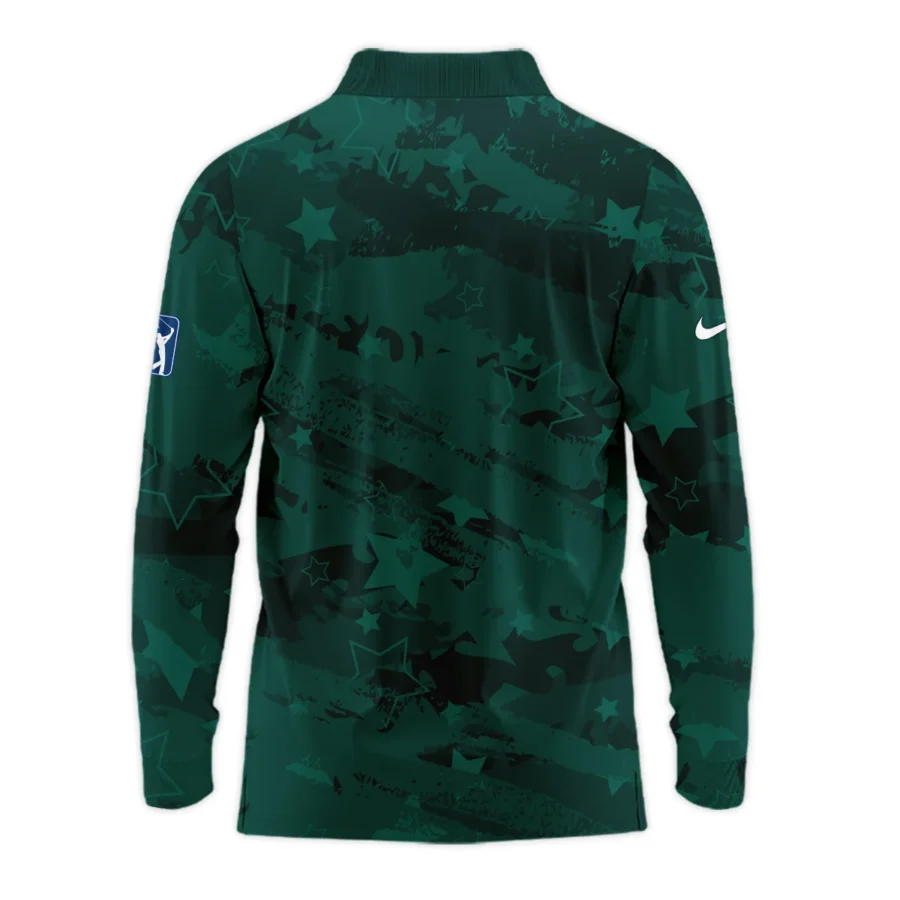 Dark Green Stars Pattern Grunge Background Masters Tournament Nike Long Polo Shirt Style Classic Long Polo Shirt For Men