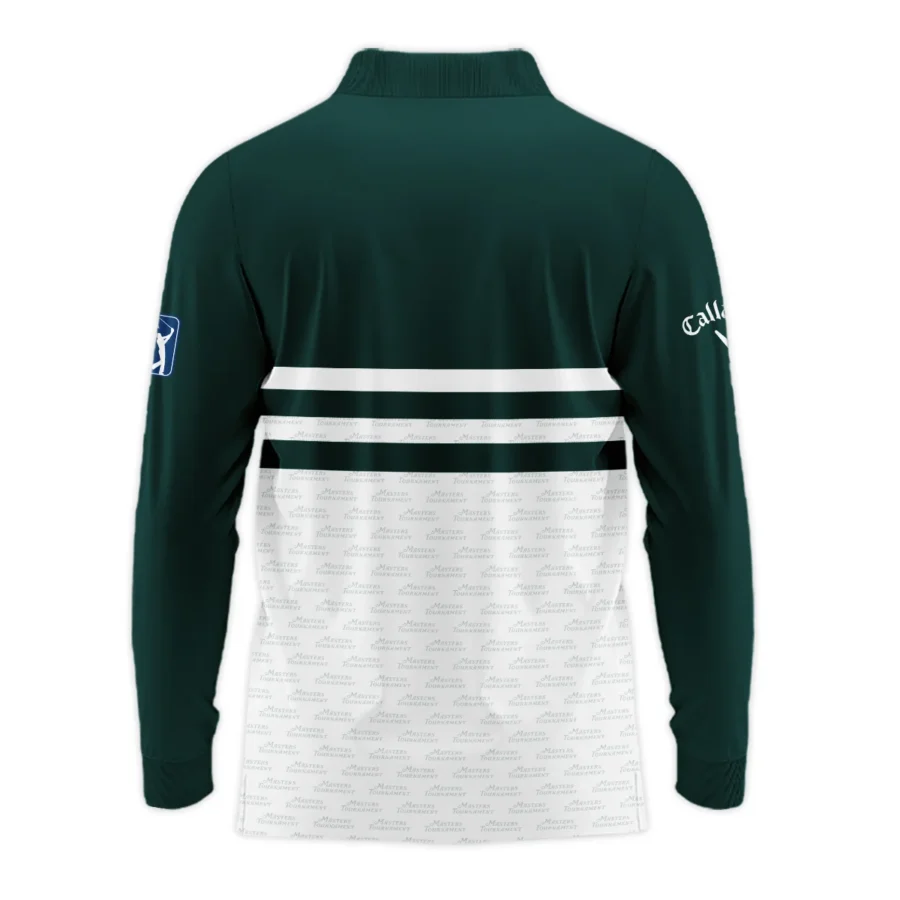 Dark Green Mix White With Logo Pattern Masters Tournament Callaway Long Polo Shirt Style Classic Long Polo Shirt For Men