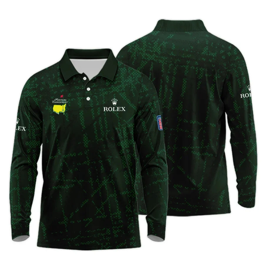 Masters Tournament Rolex Golf Pattern Halftone Green Long Polo Shirt Style Classic Long Polo Shirt For Men