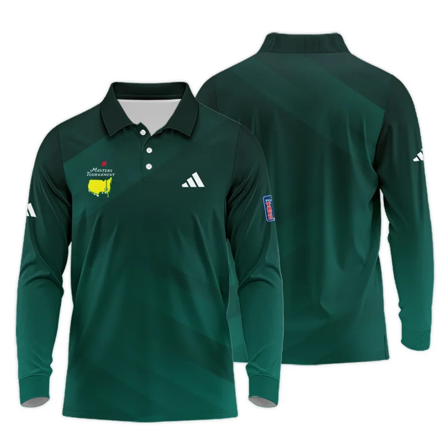 Masters Tournament Dark Green Gradient Golf Sport Adidas Long Polo Shirt Style Classic Long Polo Shirt For Men