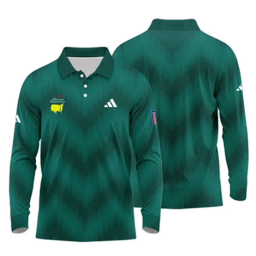 Golf Sport Green Gradient Stripes Pattern Adidas Masters Tournament Long Polo Shirt Style Classic Long Polo Shirt For Men