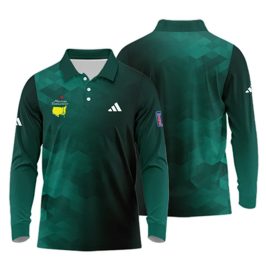 Adidas Golf Sport Dark Green Gradient Abstract Background Masters Tournament Long Polo Shirt Style Classic Long Polo Shirt For Men