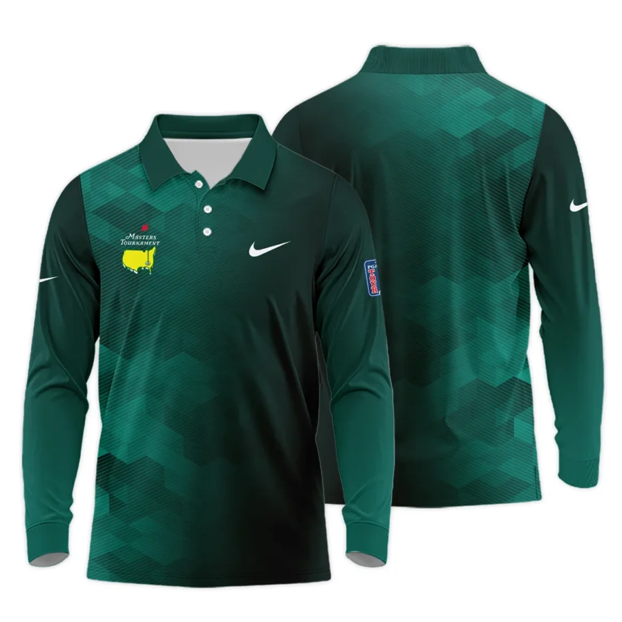 Nike Golf Sport Dark Green Gradient Abstract Background Masters Tournament Long Polo Shirt Style Classic Long Polo Shirt For Men