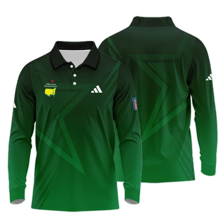 Adidas Masters Tournament Polo Shirt Dark Green Gradient Star Pattern Golf Sports Long Polo Shirt Style Classic Long Polo Shirt For Men
