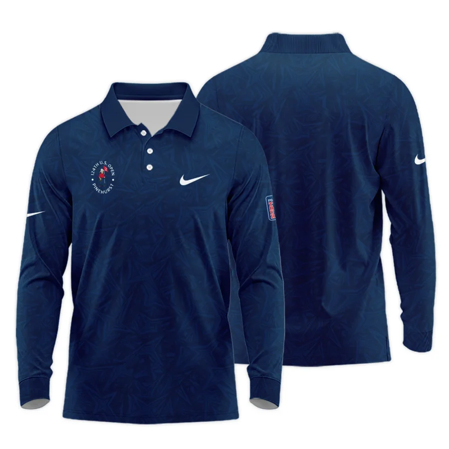 Nike 124th U.S. Open Pinehurst Stars Gradient Pattern Dark Blue Long Polo Shirt Style Classic Long Polo Shirt For Men