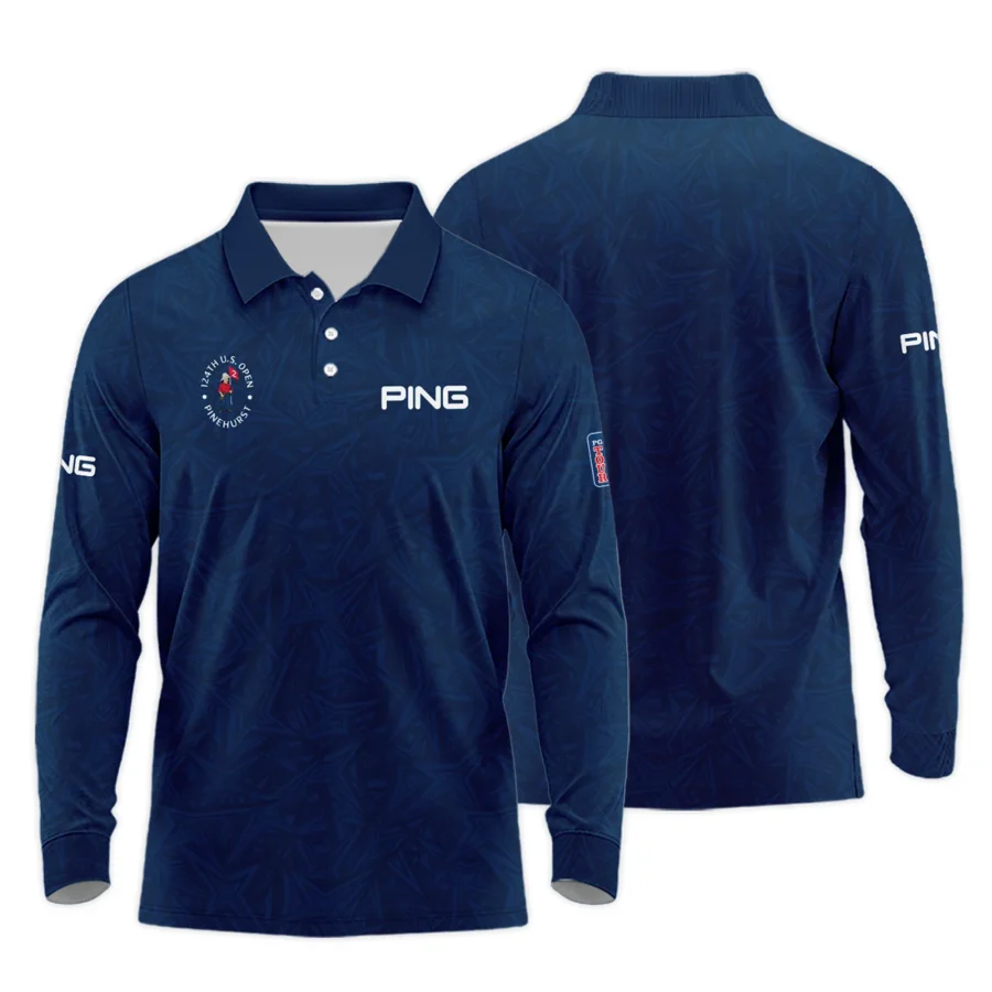 Ping 124th U.S. Open Pinehurst Stars Gradient Pattern Dark Blue Long Polo Shirt Style Classic Long Polo Shirt For Men