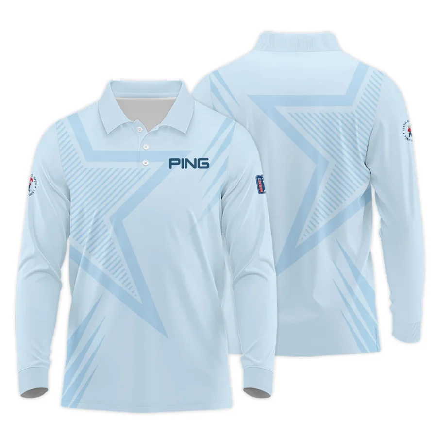 124th U.S. Open Pinehurst Golf Star Line Pattern Light Blue Ping Long Polo Shirt Style Classic Long Polo Shirt For Men