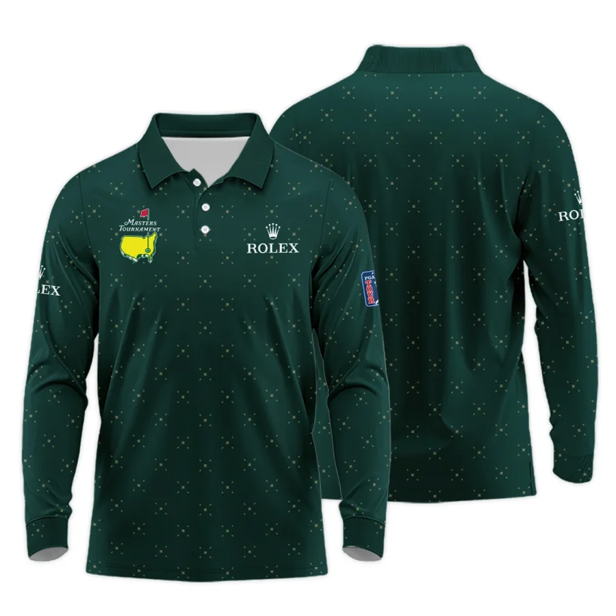 Diamond Shapes With Geometric Pattern Masters Tournament Rolex Long Polo Shirt Style Classic Long Polo Shirt For Men