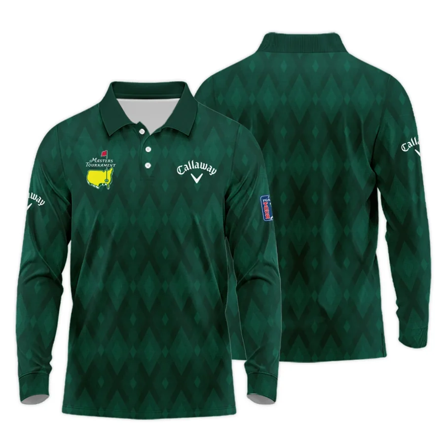 Green Fabric Ikat Diamond pattern Masters Tournament Callaway Long Polo Shirt Style Classic Long Polo Shirt For Men