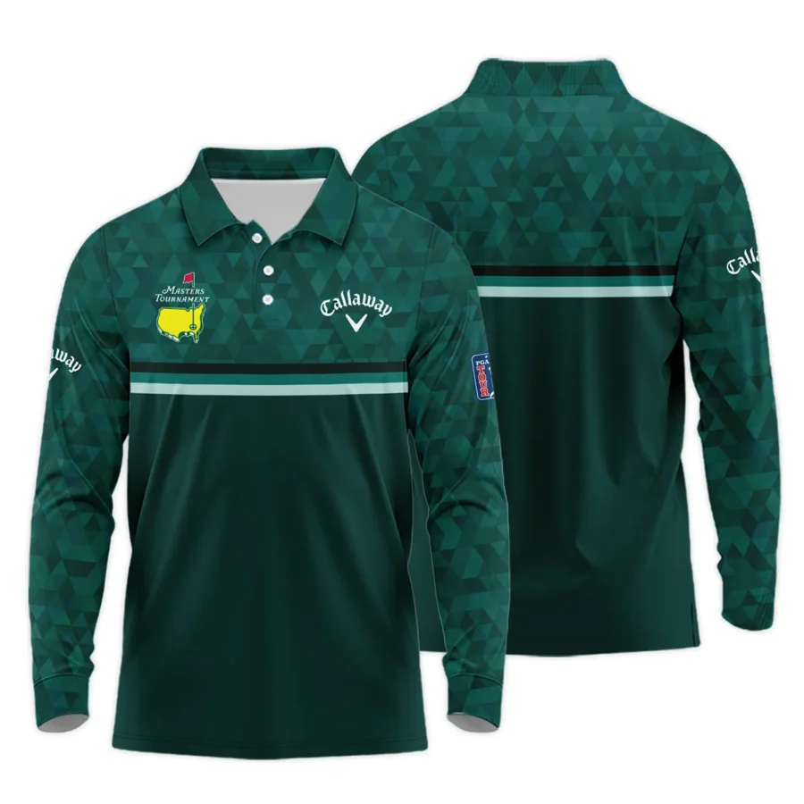 Dark Green Triangle Mosaic Pattern Masters Tournament Callaway Long Polo Shirt Style Classic Long Polo Shirt For Men