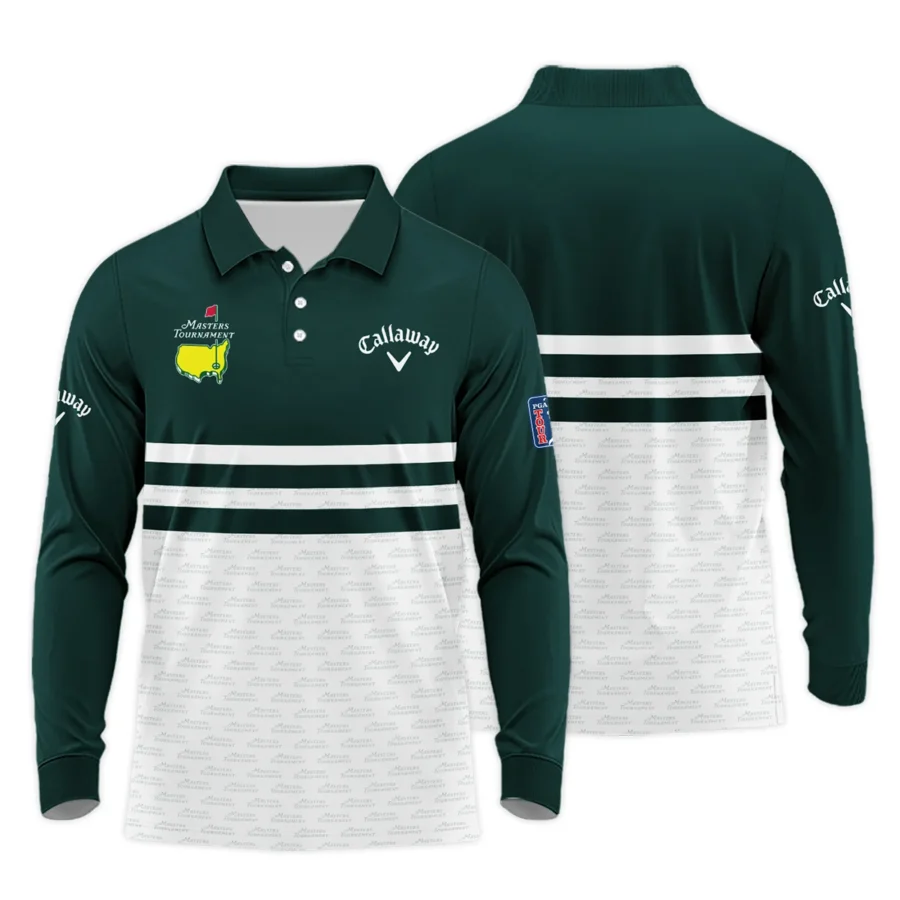 Dark Green Mix White With Logo Pattern Masters Tournament Callaway Long Polo Shirt Style Classic Long Polo Shirt For Men