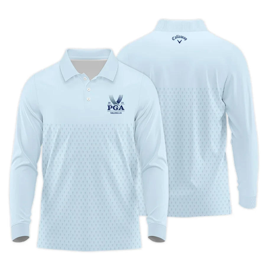 PGA Trophy Pattern Light Blue 2024 PGA Championship Valhalla Callaway Long Polo Shirt Style Classic Long Polo Shirt For Men