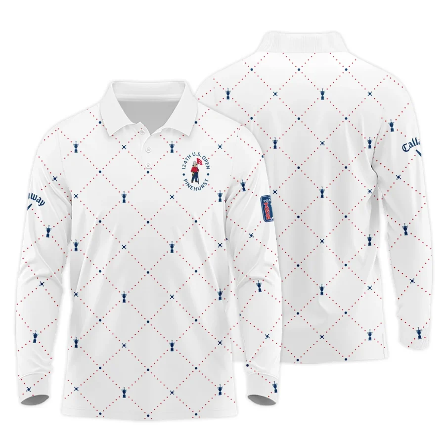 Argyle Pattern With Cup 124th U.S. Open Pinehurst Callaway Long Polo Shirt Style Classic Long Polo Shirt For Men