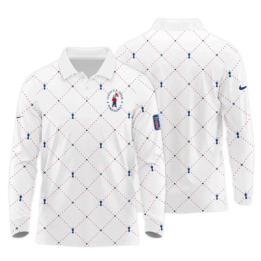 Argyle Pattern With Cup 124th U.S. Open Pinehurst Nike Long Polo Shirt Style Classic Long Polo Shirt For Men