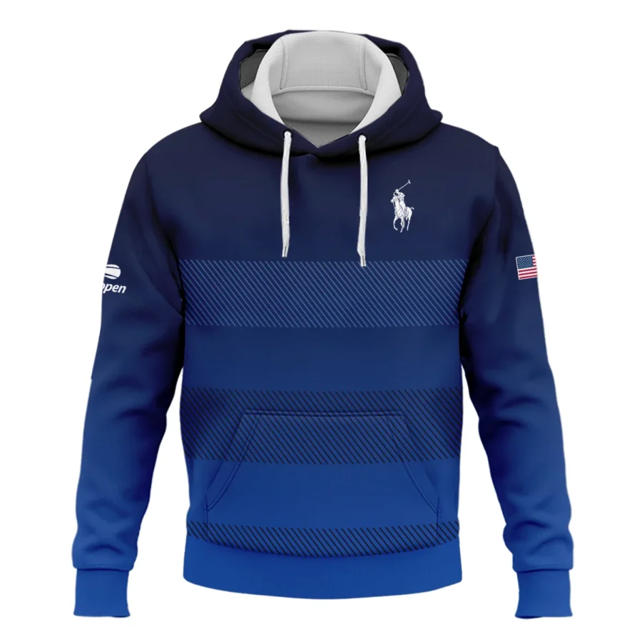 Straight Line Dark Blue Background US Open Tennis Champions Ralph Lauren Hoodie Shirt Style Classic Hoodie Shirt