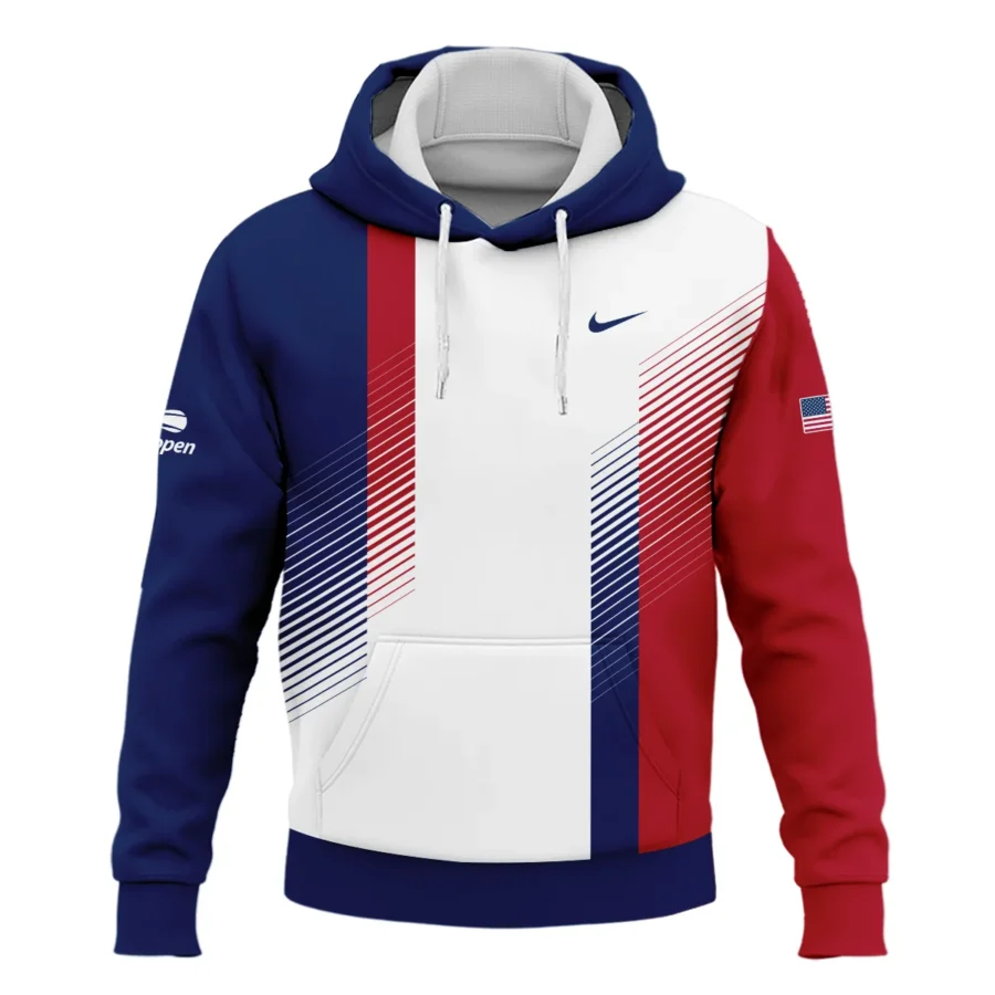 Nike Blue Red Straight Line White US Open Tennis Champions Hoodie Shirt Style Classic Hoodie Shirt