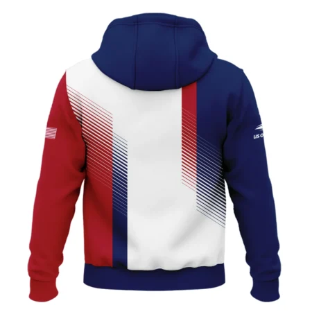 Lacoste Blue Red Straight Line White US Open Tennis Champions Zipper Hoodie Shirt Style Classic Zipper Hoodie Shirt