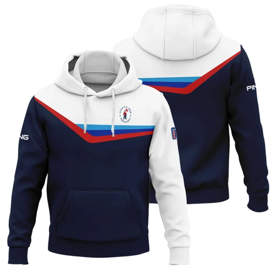 124th U.S. Open Pinehurst Golf Blue Red Line White Pattern Ping Hoodie Shirt Style Classic Hoodie Shirt