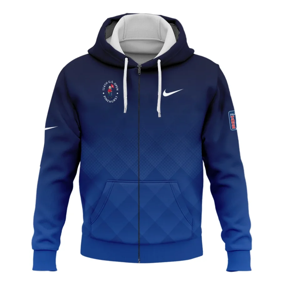 124th U.S. Open Pinehurst Nike Dark Blue Gradient Stripes Pattern Zipper Hoodie Shirt Style Classic Zipper Hoodie Shirt