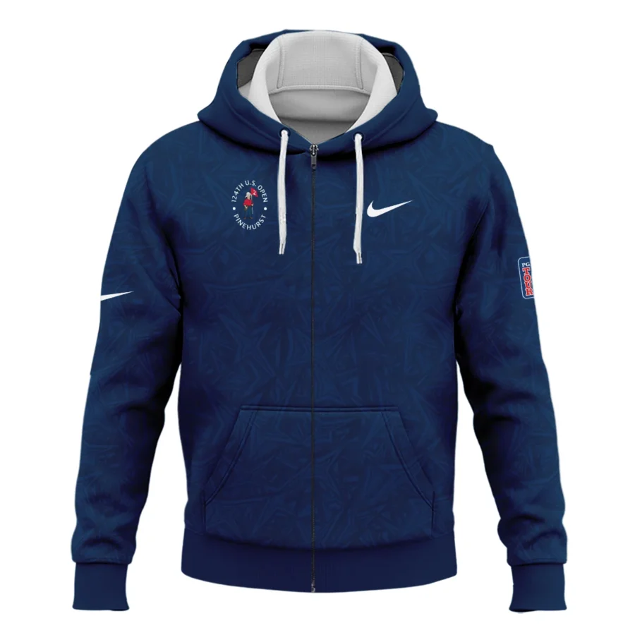 Nike 124th U.S. Open Pinehurst Stars Gradient Pattern Dark Blue Zipper Hoodie Shirt Style Classic Zipper Hoodie Shirt