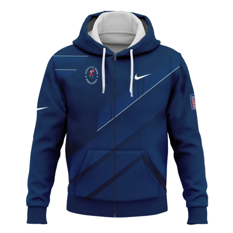 Nike 124th U.S. Open Pinehurst Blue Gradient With White Straight Line Zipper Hoodie Shirt Style Classic Zipper Hoodie Shirt