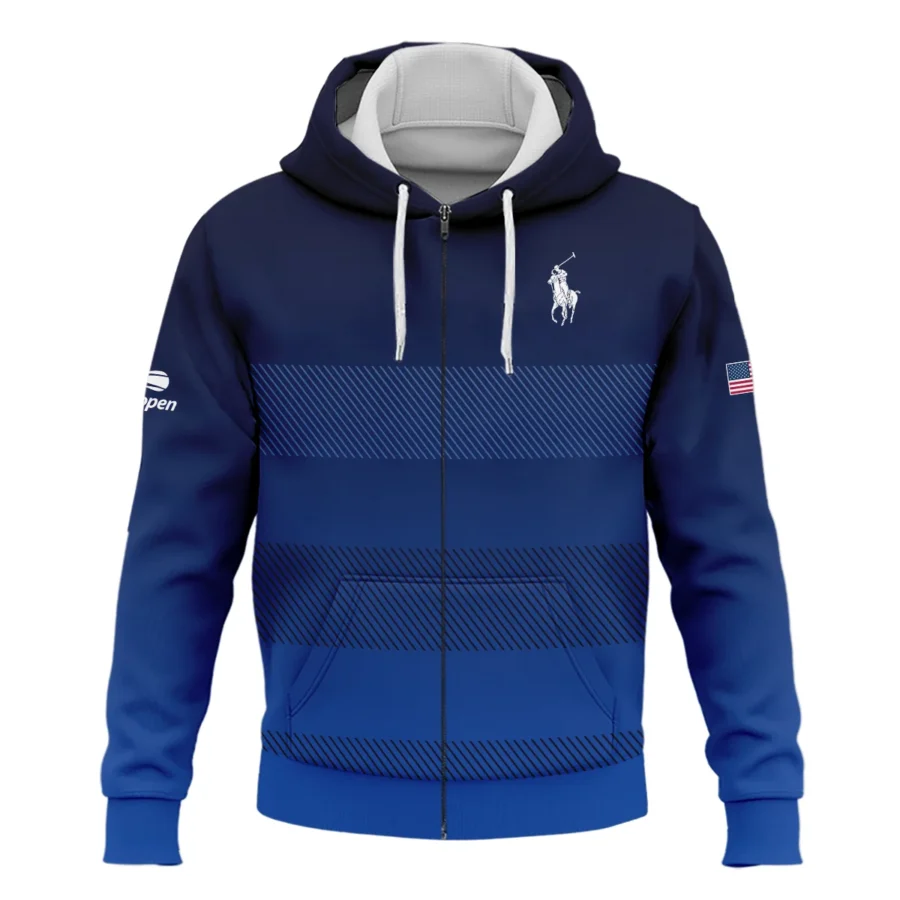 Straight Line Dark Blue Background US Open Tennis Champions Ralph Lauren Zipper Hoodie Shirt Style Classic Zipper Hoodie Shirt