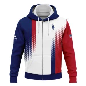 Ralph Lauren Blue Red Straight Line White US Open Tennis Champions Quarter-Zip Jacket Style Classic Quarter-Zip Jacket