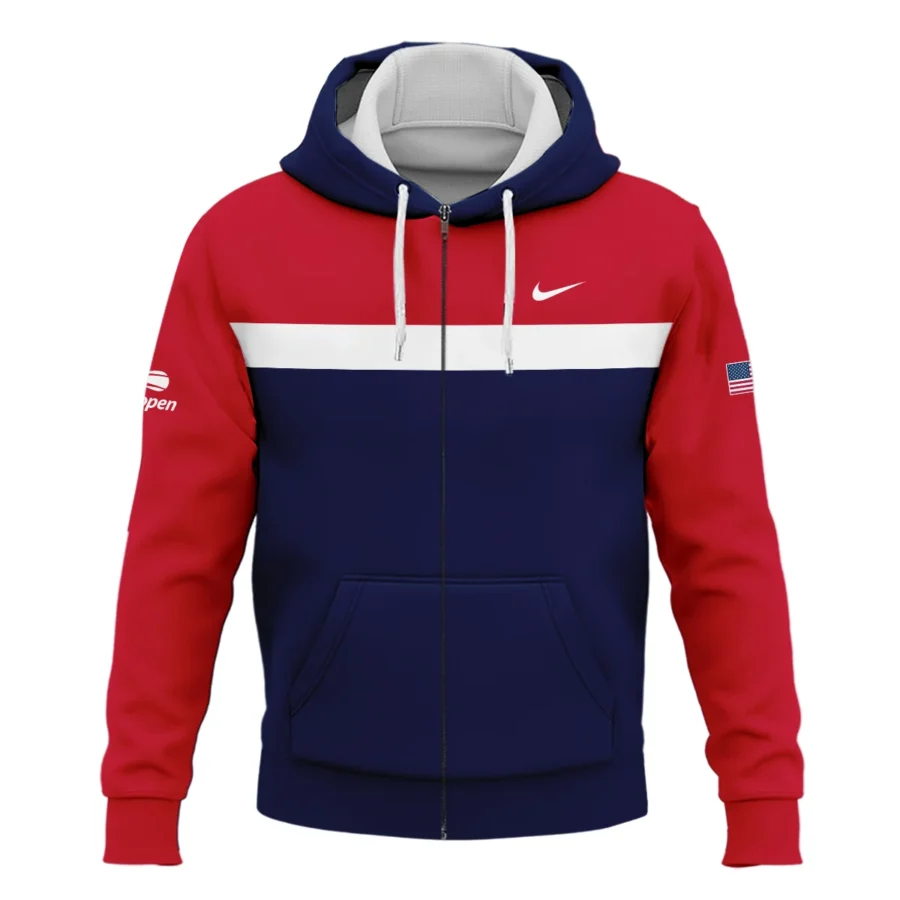 Nike Blue Red White Background US Open Tennis Champions Zipper Hoodie Shirt Style Classic Zipper Hoodie Shirt