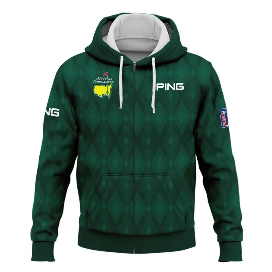 Green Fabric Ikat Diamond pattern Masters Tournament Ping Zipper Hoodie Shirt Style Classic Zipper Hoodie Shirt