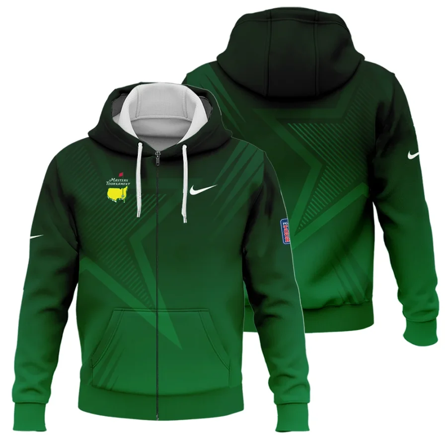 Nike Masters Tournament Polo Shirt Dark Green Gradient Star Pattern Golf Sports Zipper Hoodie Shirt Style Classic Zipper Hoodie Shirt