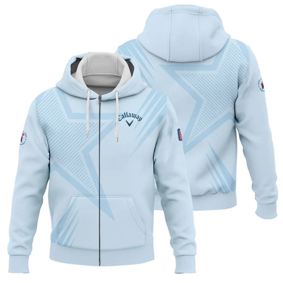 124th U.S. Open Pinehurst Golf Star Line Pattern Light Blue Callaway Zipper Hoodie Shirt Style Classic Zipper Hoodie Shirt