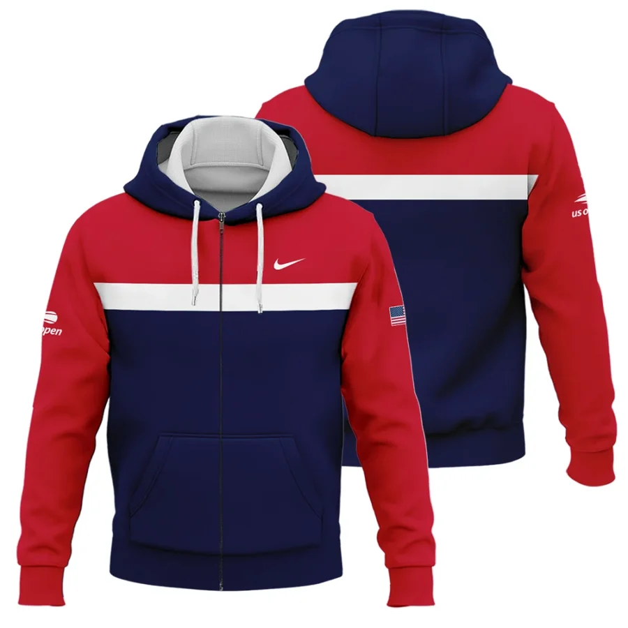 Nike Blue Red White Background US Open Tennis Champions Zipper Hoodie Shirt Style Classic Zipper Hoodie Shirt